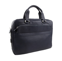 New fashion bag in black leather. Isolated on white