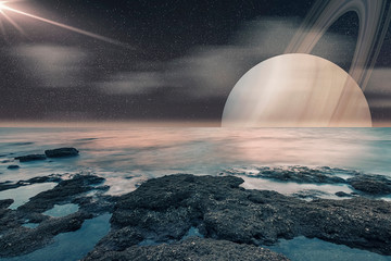 Artist view of the Saturn's moon Titan © Stockbym