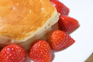 pancake and strawberry fruit sweet dessert homemade food