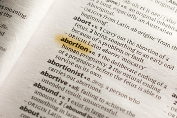 The word or phrase Abortion in a dictionary.