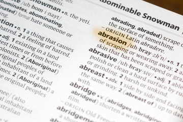 The word or phrase Abrasion in a dictionary.