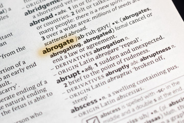 The word or phrase Abrogate in a dictionary.
