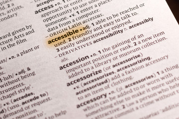 The word or phrase Accessible in a dictionary.