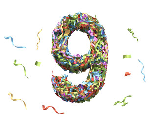 Metalic multi color confetti font