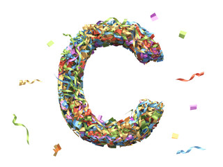 Metalic multi color confetti font
