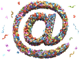 Metalic multi color confetti font