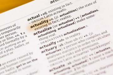 The word or phrase Actuality in a dictionary.