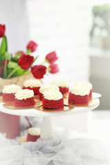 Beautiful festive cake biscuit with different creams