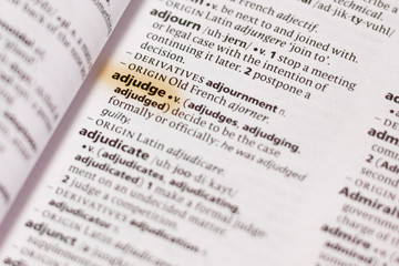 The word or phrase Adjudge in a dictionary.