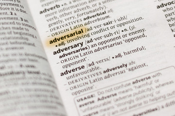 The word or phrase Adversarial in a dictionary.