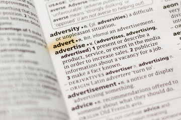 The word or phrase Advert in a dictionary.