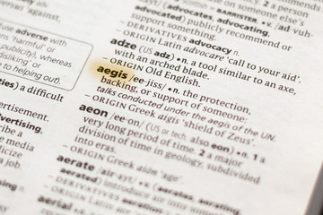 The word or phrase Aegis in a dictionary.