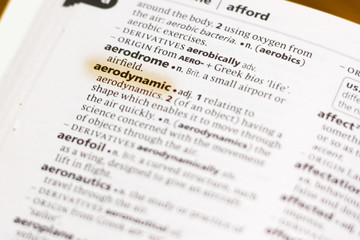 The word or phrase Aerodynamic in a dictionary.