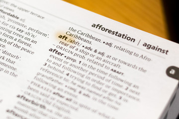 The word or phrase Aft in a dictionary.