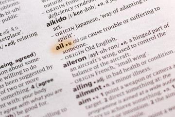 The word or phrase Ail in a dictionary.