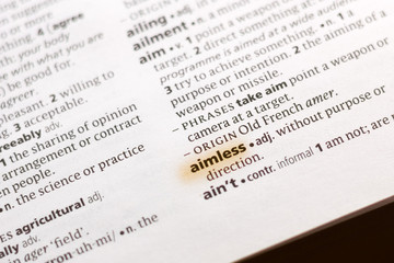 The word or phrase Aimless in a dictionary.