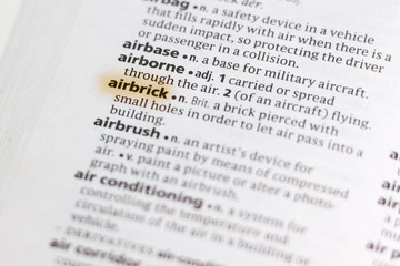 Naklejka premium The word or phrase Airbrick in a dictionary.
