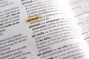 The word or phrase Airmail in a dictionary.