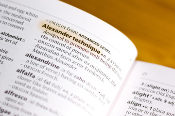 The word or phrase Alexander Technique in a dictionary.