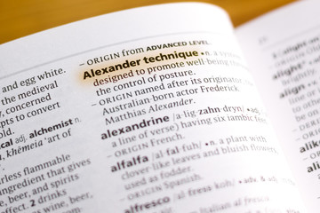 The word or phrase Alexander Technique in a dictionary.