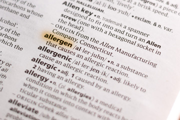 The word or phrase Allergen in a dictionary.