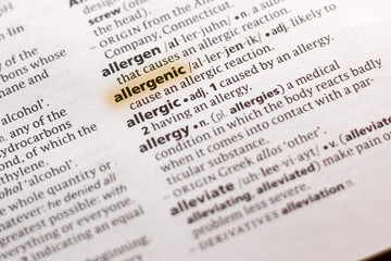The word or phrase Allergenic in a dictionary.