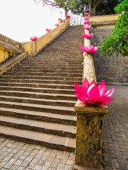 Beautiful staircase in the Thang Long Imperial Citadel in Hanoi, Vietnam
