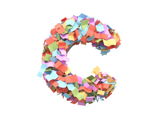 Colorful bright confetti font.