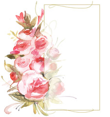 Frame for text floral. Painted in watercolor