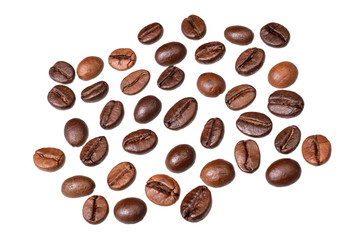 Obraz premium Coffee Beans Isolated On White Background With Clipping Path