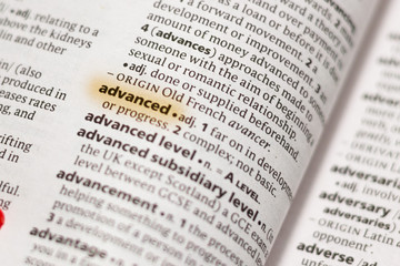 Fototapeta premium Ivanovsk, Russia - November 19, 2018: The word or phrase Advanced in a dictionary.