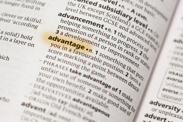 Fototapeta premium Ivanovsk, Russia - November 19, 2018: The word or phrase Advantage in a dictionary.