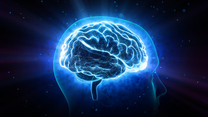 Brain head human mental idea mind 3D illustration background