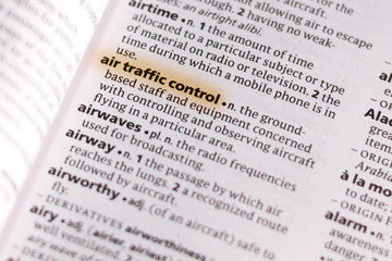 Naklejka premium Ivanovsk, Russia - November 19, 2018: The word or phrase Air Traffic Control in a dictionary.