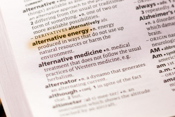 Fototapeta premium Ivanovsk, Russia - November 19, 2018: The word or phrase Alternative Energy in a dictionary.
