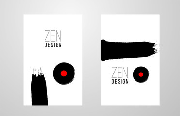Zen Design black ink brush stroke for flyer brochure poster pamphlet or cover layout