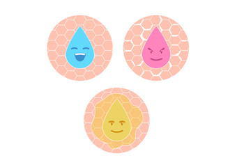droplet and skin icon vector / healthy dry and oily