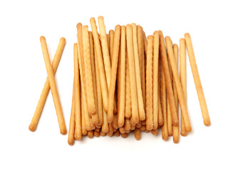 bread sticks on white background 