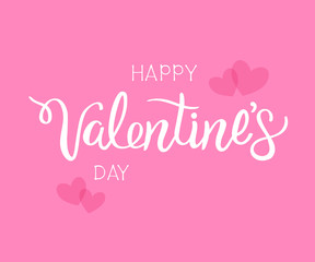 Fototapeta na wymiar Valentine's Day text on a pink background. Happy Valentine's Day typography design for greeting cards and poster. Vector illustration.