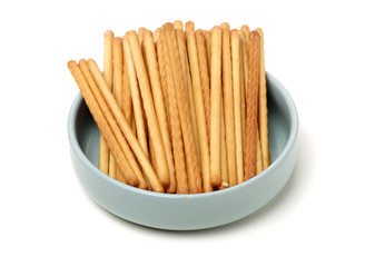 bread sticks on white background 