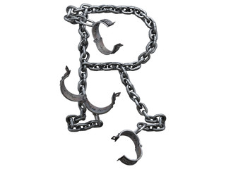 Iron arm shackles on a chain font
