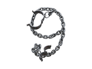 Iron arm shackles on a chain font