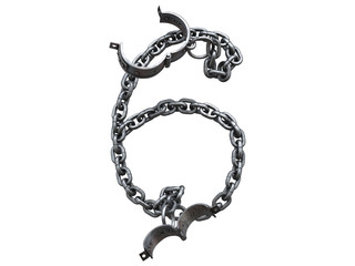 Iron arm shackles on a chain font