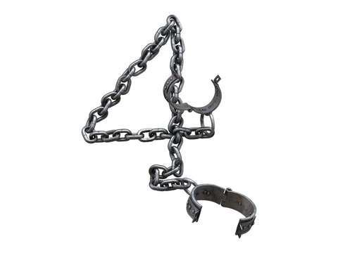 Iron arm shackles on a chain font