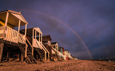 Fototapeta na wymiar Beach hut rainbow