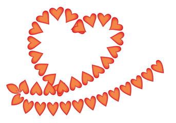 Muchos corazones rojos sobre fondo blanco.