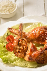 The unique food in Asia is chicken leg made of rice,