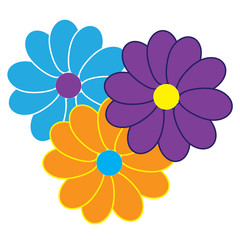 Abstract multicolored flowers isolated on a white background