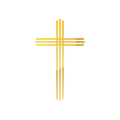 golden christian cross icon. Symbol of Christianity on a white background. Vector illustration
