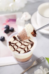 Self made white mousse ice cream,